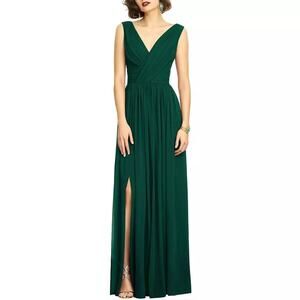 Dessy Collection Women's Sleeveless Draped Chiffon Maxi Dress, Green Size 10